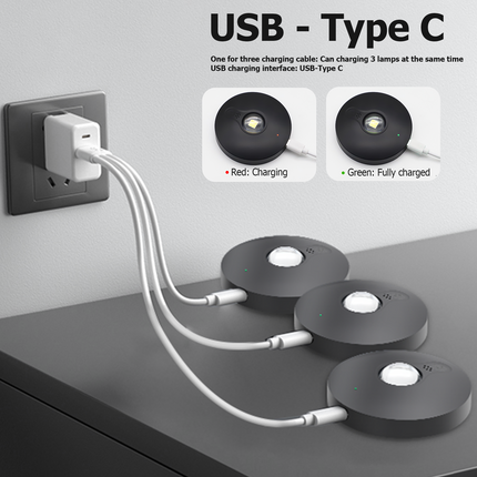 3 Lights LED Rechargeable Slim Cabinet Light, 2cm, Remote Control, Magnetic Mount.