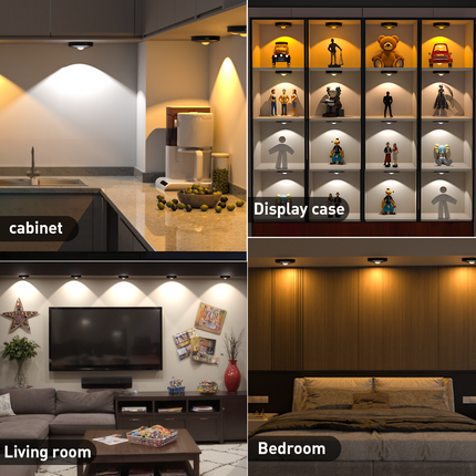 3 Lights LED Rechargeable Slim Cabinet Light, 2cm, Remote Control, Magnetic Mount.