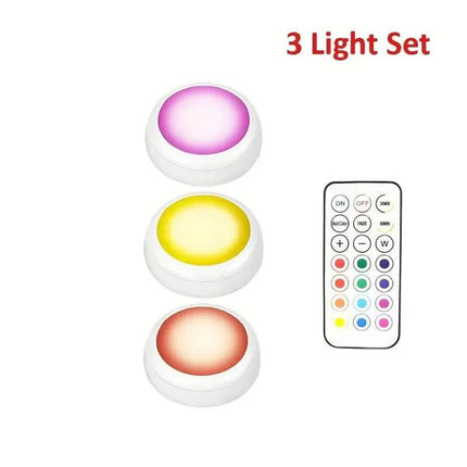 6 Pack RGBW LED Cabinet Lights, Remote Control, Battery Powered.