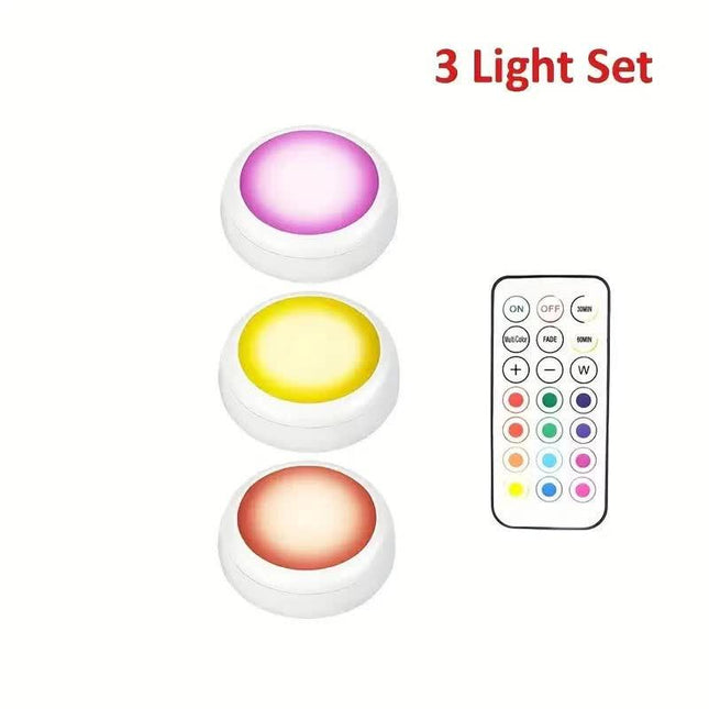 6 Pack RGBW LED Cabinet Lights, Remote Control, Battery Powered.
