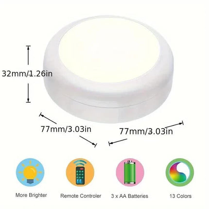 6 Pack RGBW LED Cabinet Lights, Remote Control, Battery Powered.