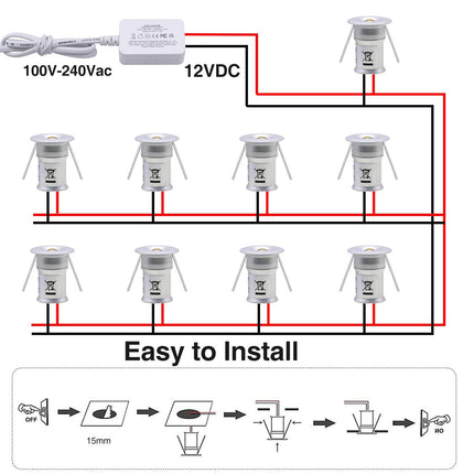 Mini LED Downlights for Ceiling 9 Pack,Cold White 6000K LED Recessed Ceiling Lights Spot Lights for Living Room Bedroom Kitchen Garden [Energy Class E].