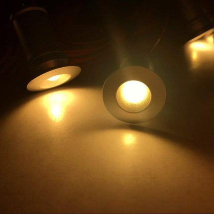 12V Under Cabinet LED Lights 9 Packs of Recessed Mini Downlights for Indoor with Hard Wired Cable and Connectors for Stair Step Furniture Showcase Lighting (Warm White).