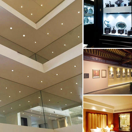 12V Under Cabinet LED Lights 9 Packs of Recessed Mini Downlights for Indoor with Hard Wired Cable and Connectors for Stair Step Furniture Showcase Lighting (Warm White).