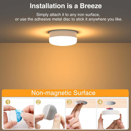 Puck Lights with Remote Control, 4-Pack Wireless Stick On Lights for Under Cabinet, Closet, Bedroom, Staircase & Bookshelf, 3000mAh Battery Operated Color Changing Lighting (RGB&CCT).