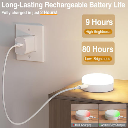 Puck Lights with Remote Control, 4-Pack Wireless Stick On Lights for Under Cabinet, Closet, Bedroom, Staircase & Bookshelf, 3000mAh Battery Operated Color Changing Lighting (RGB&CCT).