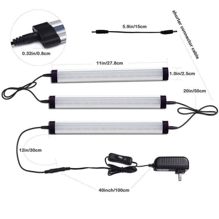 Dimmable Led Under Cabinet Lighting Bar Linkable Kits with Rocker Switch Under Counter Kitchen,Showcase,Shelf Lighting(3 Panel Kits Cold White).