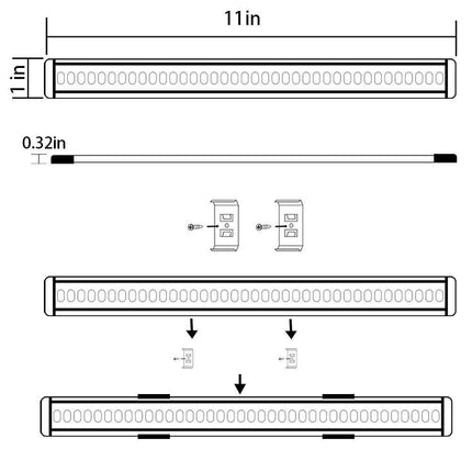 Dimmable Led Under Cabinet Lighting Bar Linkable Kits with Rocker Switch Under Counter Kitchen,Showcase,Shelf Lighting(8 Panel Kits Cold White).
