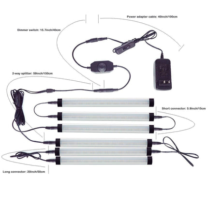 Dimmable Led Under Cabinet Lighting Bar Linkable Kits with Rocker Switch Under Counter Kitchen,Showcase,Shelf Lighting(8 Panel Kits Cold White).