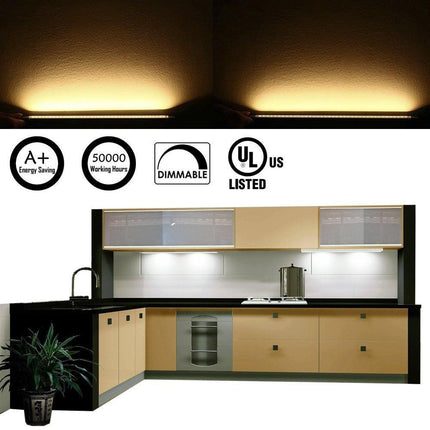 Dimmable Led Under Cabinet Lighting Bar Linkable Kits with Rocker Switch Under Counter Kitchen,Showcase,Shelf Lighting(8 Panel Kits Cold White).