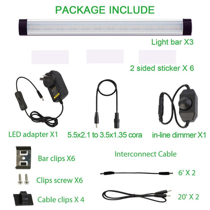 Dimmable Led Under Cabinet Lighting Bar Linkable Kits with Rocker Switch Under Counter Kitchen,Showcase,Shelf Lighting(3 Panel Kits Warm White).