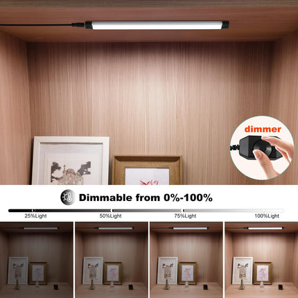 Dimmable Led Under Cabinet Lighting Bar Linkable Kits with Rocker Switch Under Counter Kitchen,Showcase,Shelf Lighting(3 Panel Kits Warm White).