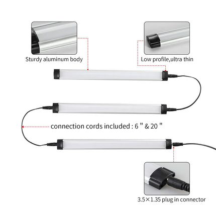Dimmable Led Under Cabinet Lighting Bar Linkable Kits with Rocker Switch Under Counter Kitchen,Showcase,Shelf Lighting(3 Panel Kits Warm White).