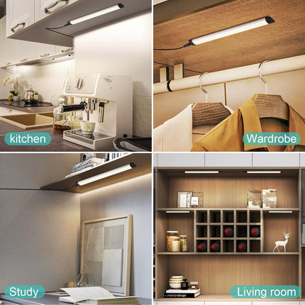 Dimmable Led Under Cabinet Lighting Bar Linkable Kits with Rocker Switch Under Counter Kitchen,Showcase,Shelf Lighting(3 Panel Kits Warm White).