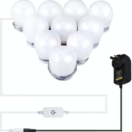 Hollywood LED Vanity Mirror Lights Kit,Stick on Dimmable Makeup Lights, 12V Mirror Lighting Strip Fixture for Vanity Dressing Table Set, Bedroom Wall Lights,CRI>90 (4000K Natural White,10 Bulbs).