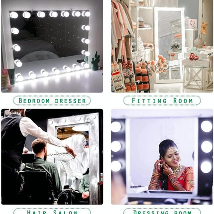 Hollywood LED Vanity Mirror Lights Kit,Stick on Dimmable Makeup Lights, 12V Mirror Lighting Strip Fixture for Vanity Dressing Table Set, Bedroom Wall Lights,CRI>90 (4000K Natural White,10 Bulbs).