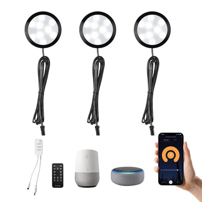3 Pack Smart Under Cabinet Lights Hardwired,Dimmable LED Light for Kitchen Under Cabinet with Alexa Google Remote APP Control for Under Counter Lights for Cabinet Closets(Cold White).