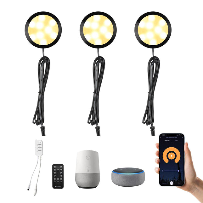 3 Pack Smart Under Cabinet Lights Hardwired,Dimmable LED Light for Kitchen Under Cabinet with Alexa Google Remote APP Control for Under Counter Lights for Cabinet Closets(Warm White).