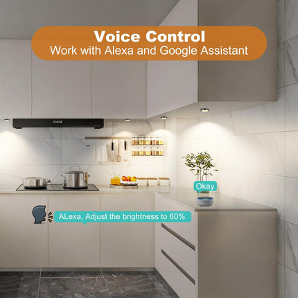 3 Pack Smart Under Cabinet Lights Hardwired,Dimmable LED Light for Kitchen Under Cabinet with Alexa Google Remote APP Control for Under Counter Lights for Cabinet Closets(Warm White).