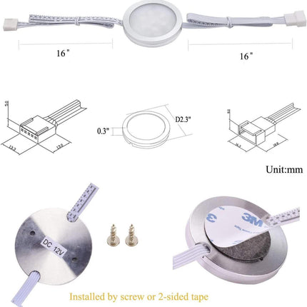 Under Counter LED Light Kit, RGBW Under Cabinet Lighting, 10 Packs Colored Cabinet Lights with Wireless 40-Key IR Dimmable Remote Control (10 Lights).