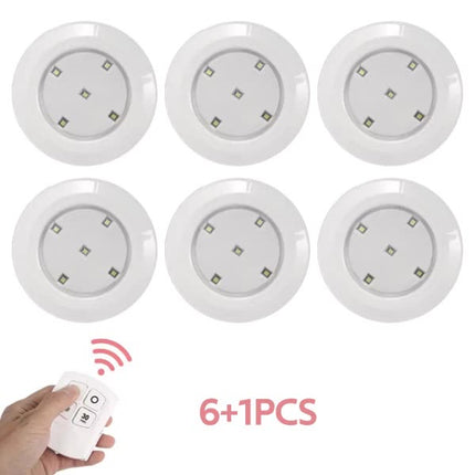 6 LED Light Set with Remote - Warm White for Cabinets & Displays.