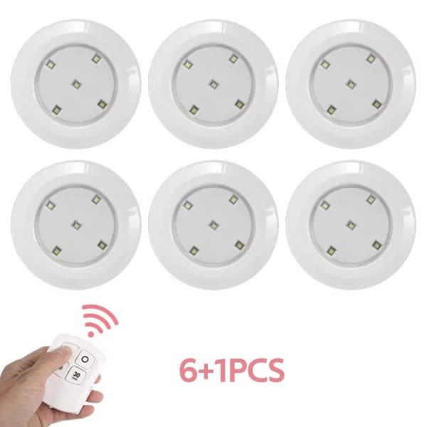 6 LED Light Set with Remote - Warm White for Cabinets & Displays.