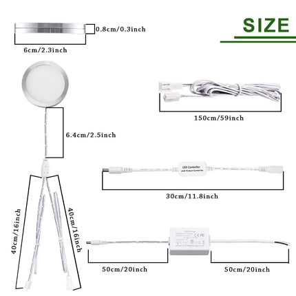 Linkable Under Cabinet LED Lighting 12V Dimmable Puck Lights Hardwired with Wireless RF Remote Control for Kitchen Mood Lighting(6 Lights, Warm White).