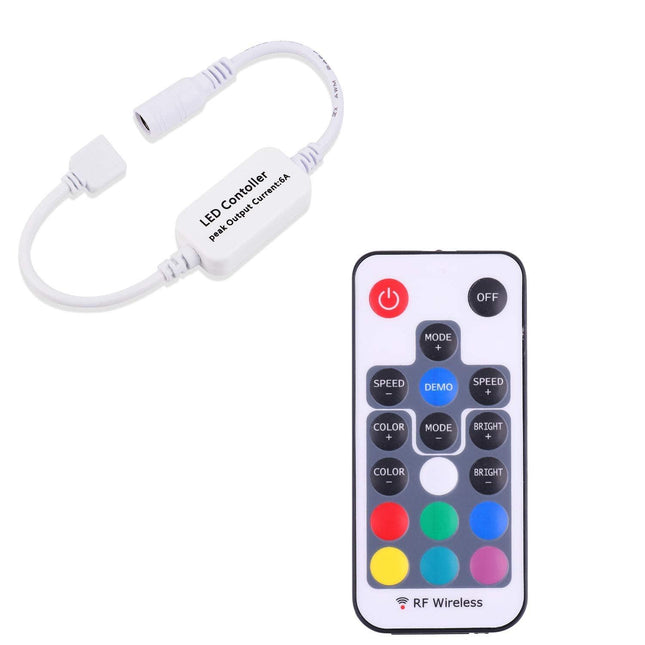 Mini Remote Controller for RGB Color LED Strip Lights, RF Dimmer for 12V DC LED Ribbon, LED Neon Sign, Wireless Remote Control for Dimmable 3528 5050 Under Cabinet Puck Lights(RGB).