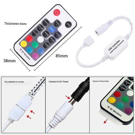 Mini Remote Controller for RGB Color LED Strip Lights, RF Dimmer for 12V DC LED Ribbon, LED Neon Sign, Wireless Remote Control for Dimmable 3528 5050 Under Cabinet Puck Lights(RGB).