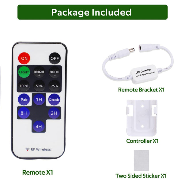 Updated Mini Remote Control for Single Color LED Strip Lights, RF Dimmer for 12V DC LED Ribbon, LED Neon Sign, Wireless Remote Control for Dimmable 3528 5050 Under Cabinet Puck Lights(Single Color).