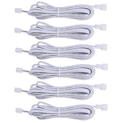 Extension Cables 9.84FT LED Under Cabinet Puck Lighting, 2-Pin Male and Female Cable Connector Extension Cords for Led Puck Lights with White Cords (6 Pack) 2-PIN ONLY.