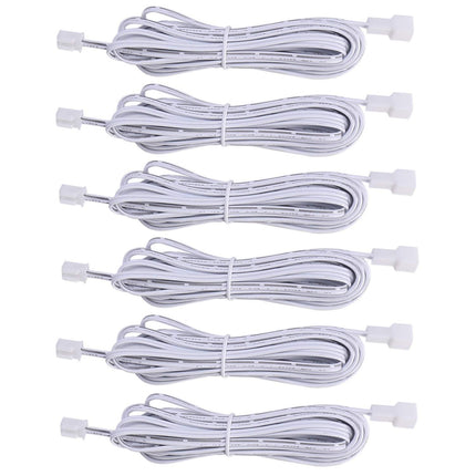 Extension Cables 9.84FT LED Under Cabinet Puck Lighting, 2-Pin Male and Female Cable Connector Extension Cords for Led Puck Lights with White Cords (6 Pack) 2-PIN ONLY.