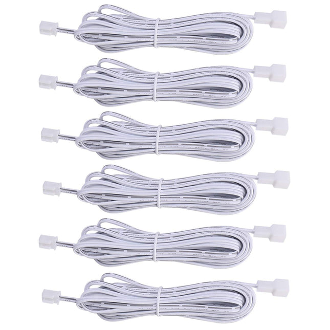 Extension Cables 9.84FT LED Under Cabinet Puck Lighting, 2-Pin Male and Female Cable Connector Extension Cords for Led Puck Lights with White Cords (6 Pack) 2-PIN ONLY.
