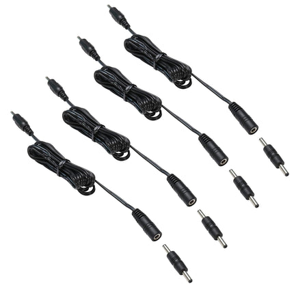 3.5X1.35 DC Connector for AIBOO Single White Kitchen Light Bar, 22AWG,Black Extension Cords,5ft.(3.5 X 1.35 mm Black Cords,4 Packs).