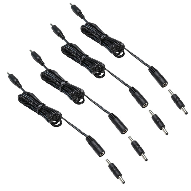 3.5X1.35 DC Connector for AIBOO Single White Kitchen Light Bar, 22AWG,Black Extension Cords,5ft.(3.5 X 1.35 mm Black Cords,4 Packs).
