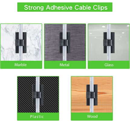 100PCS Cable Clips Black, AIBOO Upgraded Wire Clips Adhesive with 50PCS Small Size & 50PCS Large Size Cable Straps, Mini Cable Wire Management for Handling Under Cabinet Lighting with Cords.