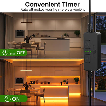 Single Color Slider Dimmer with Timer - PWM 1pc DC 5V/12V/24V LED Controller, 36W Max, Slide Brightness Control & Auto-Off for LED Strip Lights, Closet, Counter, Aquarium Lighting (Black).