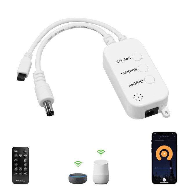 Smart WiFi Controller for Single Color Puck Lights, AIBOO Remote Control for LED Strip Lights, LED Neon Sign Compatible with Alexa & Google Assistant & IFTTT, Working with iOS or Android Smart Phone.