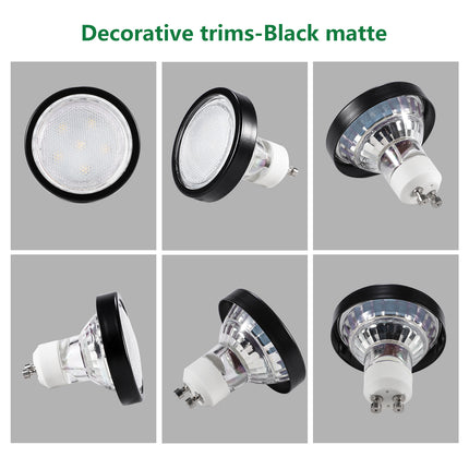 6 Pack GU10/MR16 Bulb Decorative Trim Rings, Heat Insulation Anti-Scald Protective Rings for Track Lighting, Snap-On Spring-Loaded Design (Matte Black).