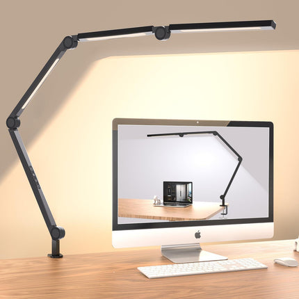 LED Desk Lamp,Foldable Table Lamp for Computer and Desktop,Flexible Clamp on Desk Lamps,Black Portable Desk Lamp for Home Office Reading,Working,Computer Desk,Study Lamp for Kids.