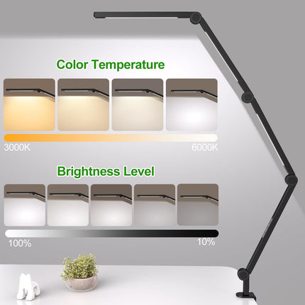 LED Desk Lamp,Foldable Table Lamp for Computer and Desktop,Flexible Clamp on Desk Lamps,Black Portable Desk Lamp for Home Office Reading,Working,Computer Desk,Study Lamp for Kids.