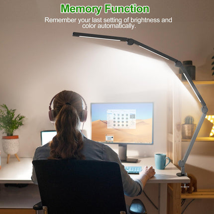 LED Desk Lamp,Foldable Table Lamp for Computer and Desktop,Flexible Clamp on Desk Lamps,Black Portable Desk Lamp for Home Office Reading,Working,Computer Desk,Study Lamp for Kids.