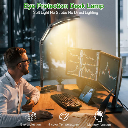 LED Desk Lamp,Foldable Table Lamp for Computer and Desktop,Flexible Clamp on Desk Lamps,Black Portable Desk Lamp for Home Office Reading,Working,Computer Desk,Study Lamp for Kids.