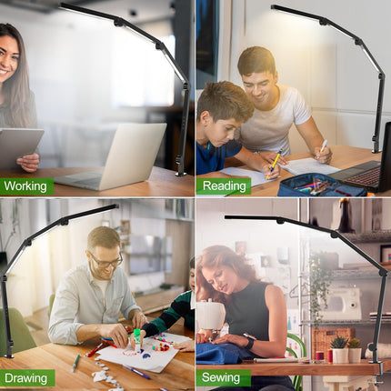 LED Desk Lamp,Foldable Table Lamp for Computer and Desktop,Flexible Clamp on Desk Lamps,Black Portable Desk Lamp for Home Office Reading,Working,Computer Desk,Study Lamp for Kids.
