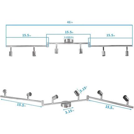 Kitchen Lights, 6-Light Ceiling Lighting Kits, Swivelling Ceiling Spotlight for Bedroom, Kitchen and Living Room(GU10 LED Bulbs not Included) (Brush Nickel).