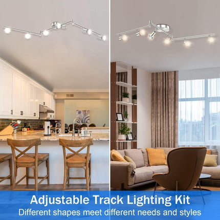 Kitchen Lights, 6-Light Ceiling Lighting Kits, Swivelling Ceiling Spotlight for Bedroom, Kitchen and Living Room(GU10 LED Bulbs not Included) (Brush Nickel).