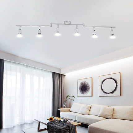 Kitchen Lights, 6-Light Ceiling Lighting Kits, Swivelling Ceiling Spotlight for Bedroom, Kitchen and Living Room(GU10 LED Bulbs not Included) (Brush Nickel).