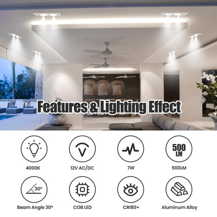 AR70 LED Light Bulb BA15D B15 Base, AC/DC12V Input, 7W 500lm for Home Household Commercial Lighting, 50W Halogen Lamp Replacement(Natural White,4 Pack).