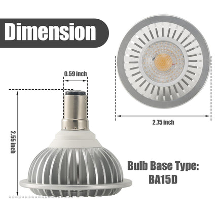 AR70 LED Light Bulb BA15D B15 Base, AC/DC12V Input, 7W 500lm for Home Household Commercial Lighting, 50W Halogen Lamp Replacement(Warm White,4 Pack).