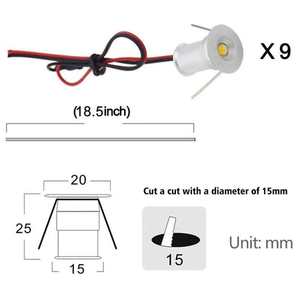 LED Small Recessed Ceiling Lights Spot Lights Downlights,IP54 Ceiling Ultra Slim 9 Pack,Small Spot Lamp with Hardwired for Kitchen,Stairs,Hallway,DIY Lighting,Bookshelf (6000K Daylight White).